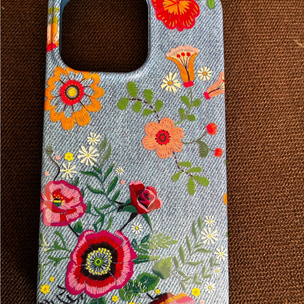 Velvet Caviar Floral Denim Phone Case - Red and Orange